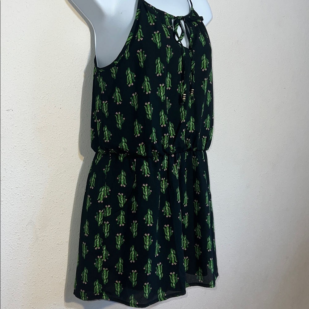 As U Wish Black Jumpsuit with Green & Pink Cactus Print Rodeo Western Size Small